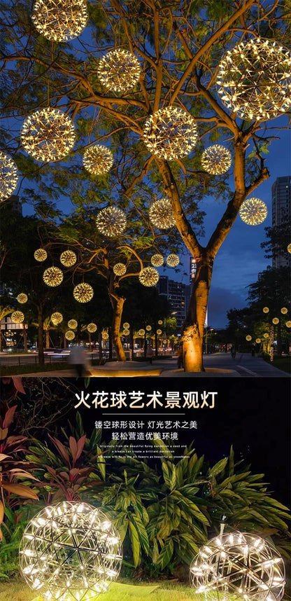 Modern Brief Loft Spark Ball LED Chandelier Fixture Firework Ball Stainless Steel Pendant Lamp for Home Decor Lighting 110-240V