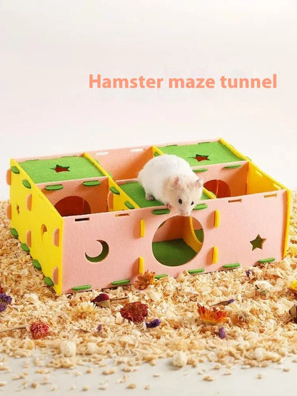 〔CC11〕Removable Felt Maze Hide Nest Hamster Passage Little Pet Nest Sugar Glider Hamster Golden Bear Pet Toy Indoor Pet Supplies