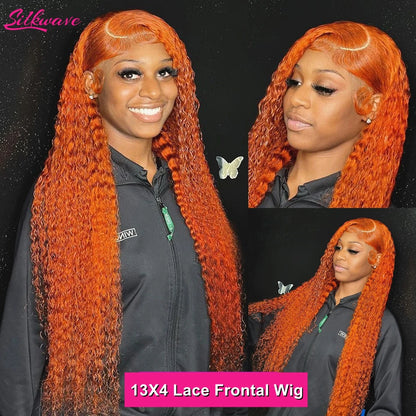 Silkwave Water Wave 13x4 Orange Ginger Lace Front Wig Curly Human Hair Wigs 30 Inch Deep Wave 13x6 HD Lace Frontal Wig For Women