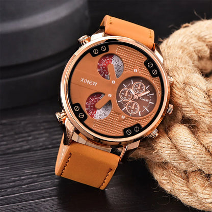 Original XINEW Brand Men Watches Black Boys Fashion Leather Band Gifts Quartz Watch Relogio Masculino Montre Homme Reloj Hombre