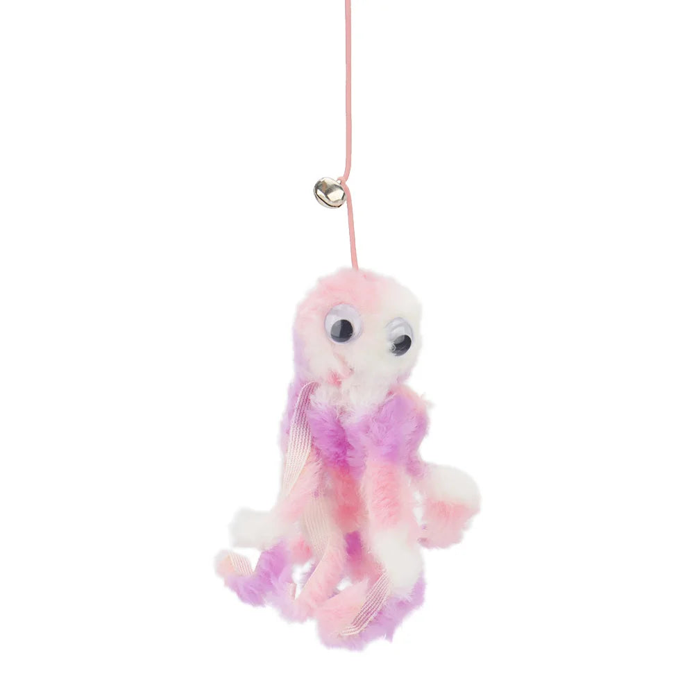 Small Octopus Cat Toy Suction Cup Hanging Cat Toy Squid Retractable Hanging Door Pet Supplies Self-hey Interactive