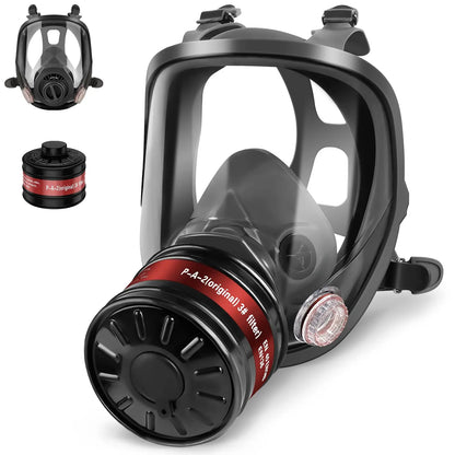 Full Face Gas Masks Survival Chemical Respirator with 40mm Filter, Full Face Respirator Gas Mask with 40mm Activated Carbon Filt