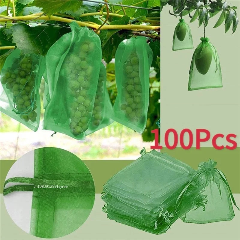 1/5/50/100Pcs Grapes Fruit Protection Bags Pest Control Anti-Bird Garden Netting Bags Mesh Agricultural Tree Garden Tool Bags