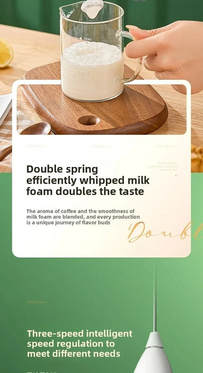 MINI Milk Frother USB Rechargeable 3 Speeds Foam Maker Coffee Whisk Mixer Electric Handle Blender Egg Beater Hot Cooking Tools