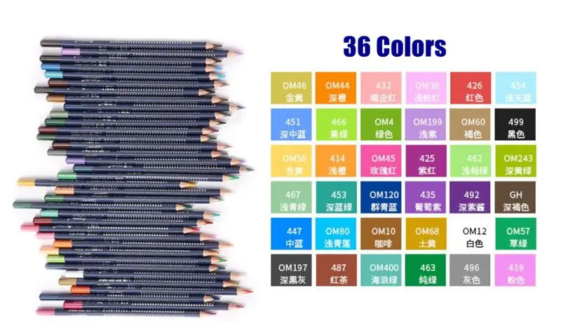 Professional Watercolor Pencil Set 12/36/48/72/120 Coloured Pencils Water Soluble Sketching Pencils with Brush Art Supplies