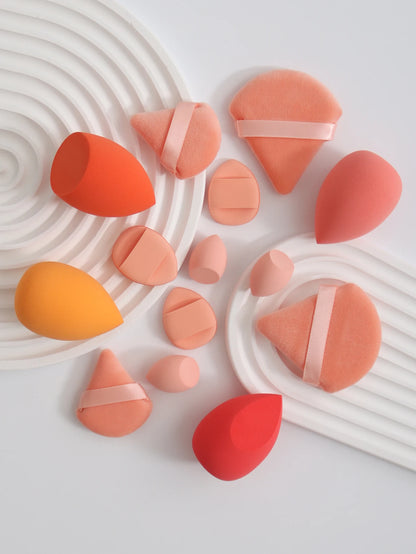 14 Piece Cosmetic Sponge Set, Cosmetic Sponge Finger Puff, Dry and Wet Foundation Make-Up Cosmetic Puff