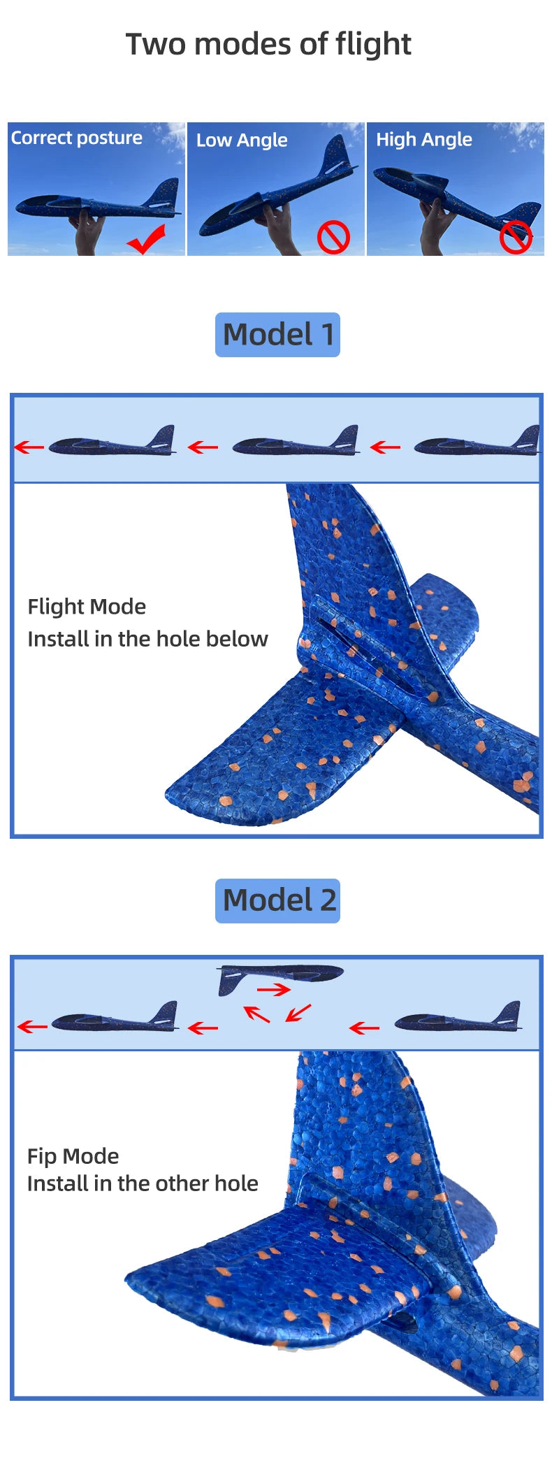 50/33CM Big Flash Foam Plane Glider Hand Throw Light Inertial AirPlane EPP Outdoor Launch Fun of Kids Toys for Children Boy Gift