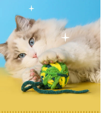 Interactive Cat Toy Balls with Bell And Wool Yarn - 1/3/5/10PCS Set for Indoor Self-Entertainment Chewable Pet Play Balls