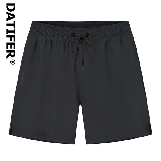 Datifer Brand 2026 Summer Mens Shorts Solid Polyester Gym Traje De Baño Hombre Breathable Mesh Liner Side Pockets Sport Swimwear