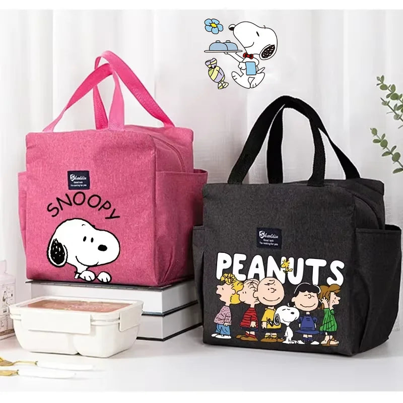 Snoopys Portable Lunch Drink Carrier Insulated Bag Fresh Cooler Pouch Food Thermal Box Tote Picnic Container Bags Cute Kids Gift