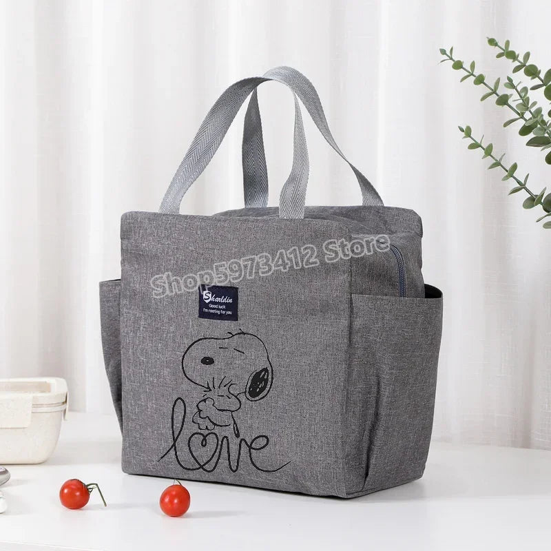 Snoopys Portable Lunch Drink Carrier Insulated Bag Fresh Cooler Pouch Food Thermal Box Tote Picnic Container Bags Cute Kids Gift