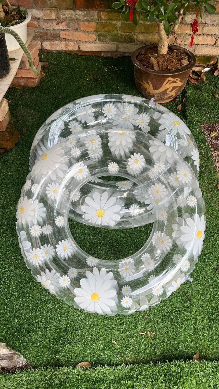 New internet celebrity Daisy Swim Circle Lucky Clover Transparent PVC Swim Circle
