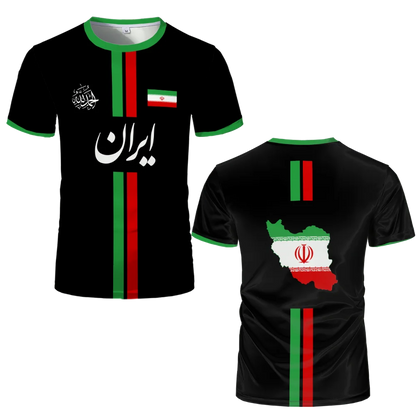 Summer New Iran Football Jersey Men's Surfing T-shirt Short Sleeve Tees Soccer Uniforms Casual Iranian Flag Graphic Sports Tops