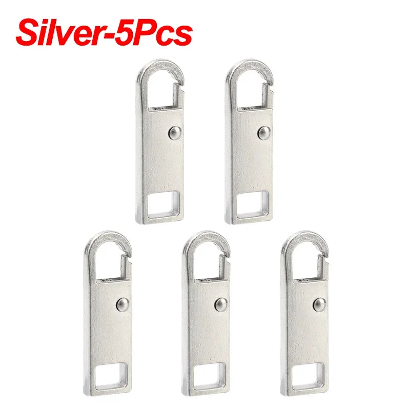 5/1Pcs Universal Metal Zipper Pull Tap Replacement Instant Repair Zipper Head Puller for Clothing Bags DIY Sewing Zipper Sliders