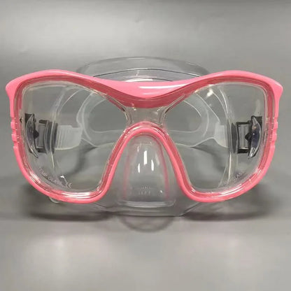 Large-Frame Diving Goggles Set: Silicone, Wide View, Tempered Glass