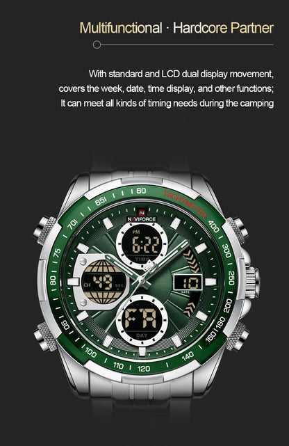 NAVIFORCE Luxury Original Sports Wrist Watch For Men Quartz Steel Waterproof Dual Display Military LED Digital Watches Relogio