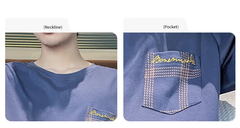 Spring Autumn Plus 4XL Knitted Men's Sleepwear Letter Lattice Pajamas Plaid Pajamas Sets Casual Loungewear Pyjamas Night Fashion