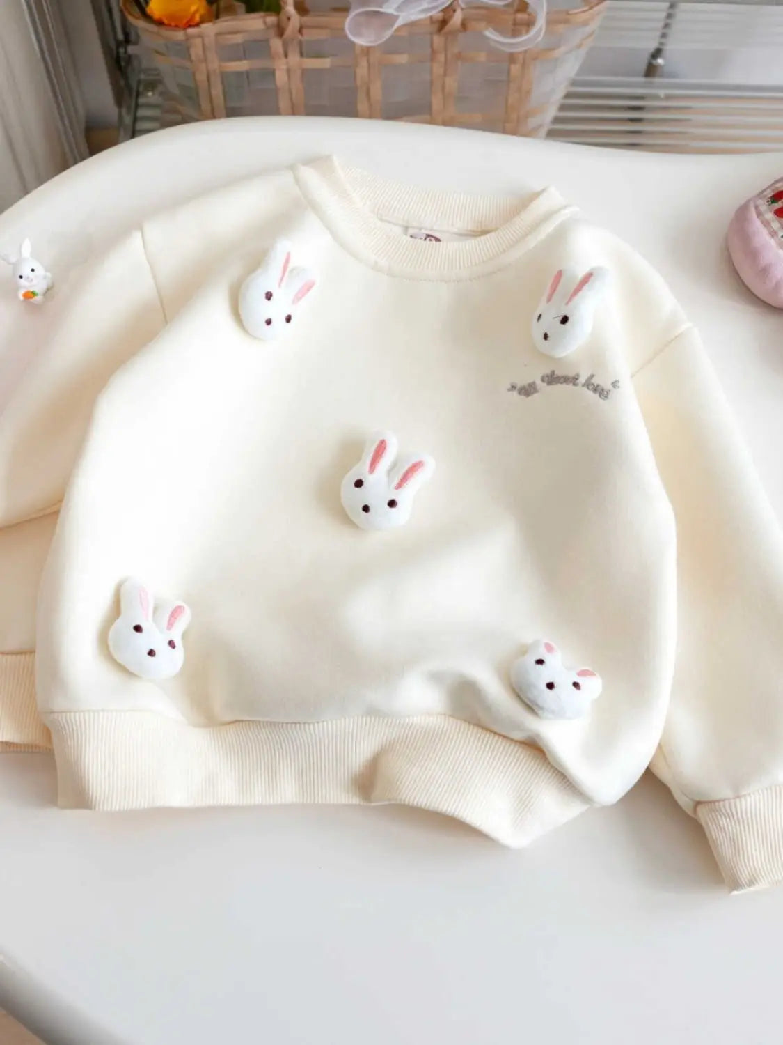 Children's Sweatshirt Spring and Autumn Three-dimensional Rabbit Girl Kids Versatile Cute Cartoon Top Pullover Baby Clothing