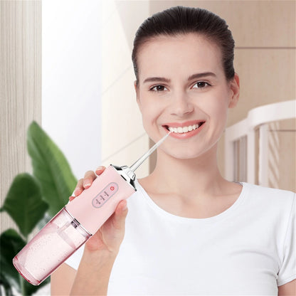 Portable Oral Irrigator Dental Water Flosser USB Water Jet Floss 4 Jet Tip 220ml 3 Modes IPX7 1400rpm Mouth Washing Machine