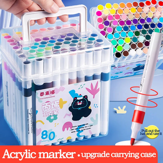 24-80 Colores Set Acrylic Paint Art Marker Pen Rock Painting for Kids Graffiti Stone Ceramic Glass Wood DIY Crafts Art Supplies