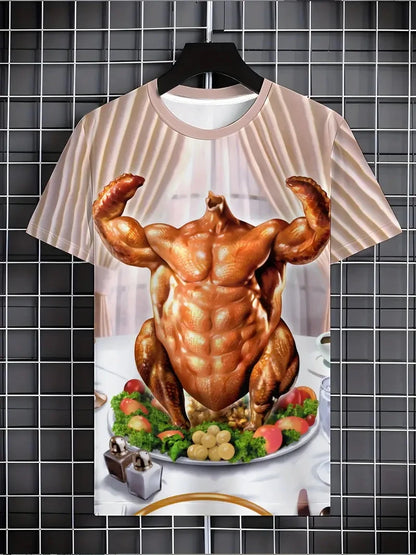 New Summer Men's T-shirt Funny Printed Pattern Short Sleeve Summer Outdoor Fashion Round Neck Tops OverSize Loose Men's Clothing