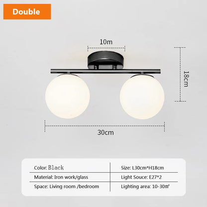Modern LED Glass Ceiling Lights Full Copper Orb Glass Lamps Aisle Corridor Entry Living Rooms Bedrooms Home Decor Light Fixtures