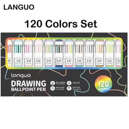 Languo 120 Color Ballpoint Pen 0.8mm Cartoon Soft Grip Press Multicolor Writing Pen for Drawing Overlay School Office Supplies