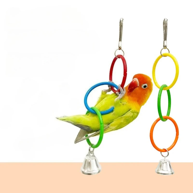 Parrot Toys Colorful Parrot Climbing and Chewing Toy with Bell Bird Swing Toys for Nibbling and Playing