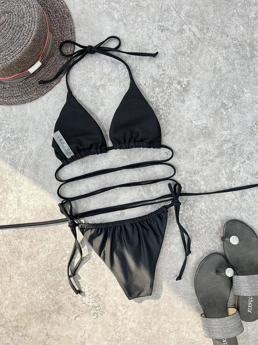 2026 Trikini Thong Bikini String Bandage Swimsuit Women Brazilian Swimwear Female Sexy Bathers Bathing Swimming Swim Suit