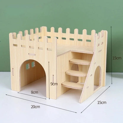 New Wooden Hamster Villa Easy to Install Durable Platform House Cage Accessories Chewable Hamster Climb Toy Pet Supplies