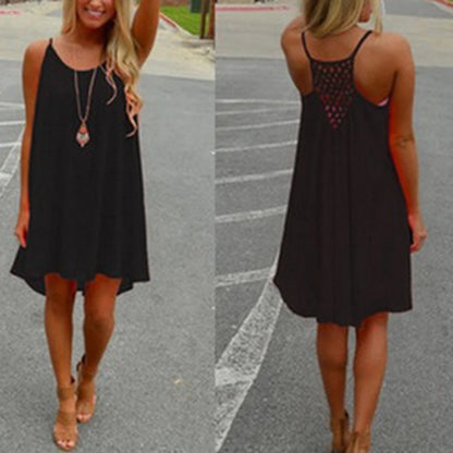 2016 Summer Fshion  2016 Hot New Sexy Women's Summer Casual Sleeveless Strap Backless Beach Dress for Evening Party
