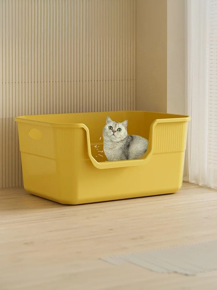 Open-Top Cat Potty Cat Garbage Odor-Resistant Bin Large Capacity Large Size Semi Enclosed Anti-Spla Cat Toilet Pet Supplies