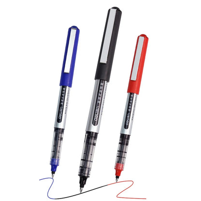 Deli Rollerball Pens, 12 Pack Blue/ Black Liquid Ink Ballpoint Gel Pens, 0.5 mm Fine Tip Rolling Ball Pens for Writing Drawing