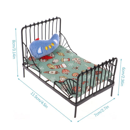 1:12 miniature bed for dolls Dollhouse Iron doll bed Furniture toy children simulation house role play toys collection gifts