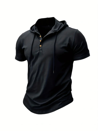 Men's T Shirt Summer Slim Fitness Hooded Short-Sleeved Tees Male Lightweight Hoodie Fitness Breathable Sports Tops