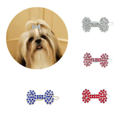 Bling Pearl Dog Collar Small and Medium Dogs Crown Hair Clips Puppy Accessories Doggy Heart and Bone Necklace Pet Supplies