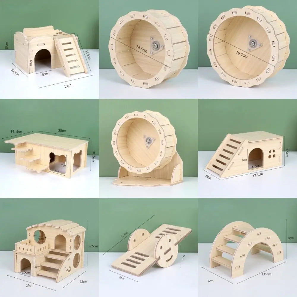 New Wooden Hamster Villa Easy to Install Durable Platform House Cage Accessories Chewable Hamster Climb Toy Pet Supplies