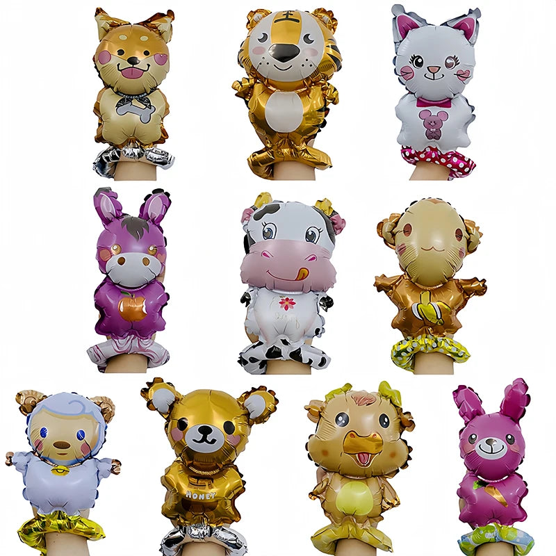 10pcs Cute Animal Hand Wearing Balloons Bear Rabbit Sheep Cat Wrist Ballon Birthday Party Decoration Kids Toys Baby Shower