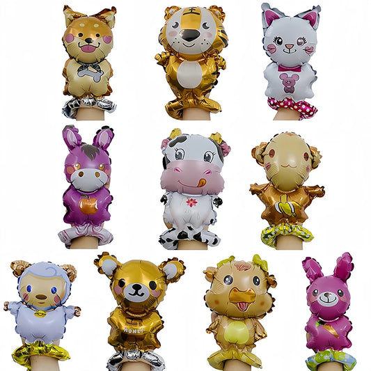 10pcs Cute Animal Hand Wearing Balloons Bear Rabbit Sheep Cat Wrist Ballon Birthday Party Decoration Kids Toys Baby Shower