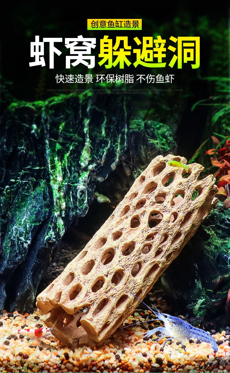 Aquarium Hideout Caves, Fish Shrimp Shelter Breeding Spawning Holes for Cichlids Plecos,Fish Tank Decor, Aquatic Pet Supplies
