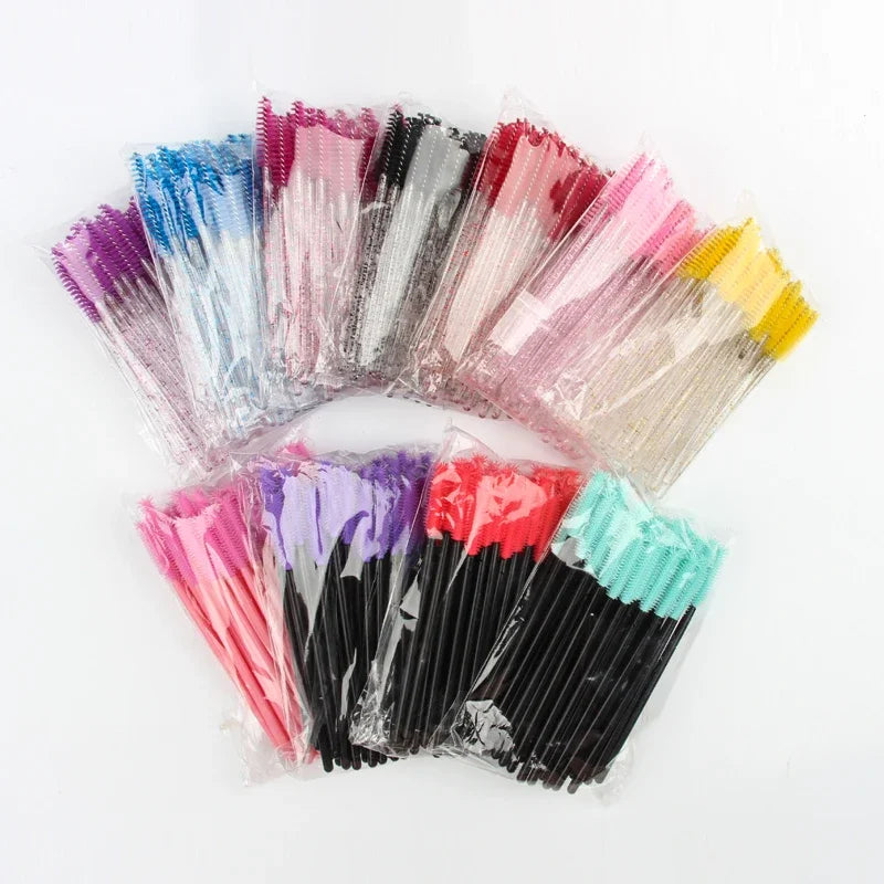 HOT 5/25/50pcs Mascara Wands Applicator Cosmetics Eyelash Brush Comb Crystal Eyelash Brushes Makeup Beauty Wholesale Eye Brush