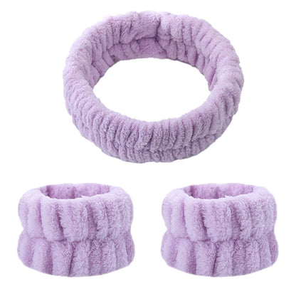Face Wash Wristband Set Women's Headband Wristbands Absorbent Waterproof Wristbands Makeup Face Wash Hair Bands