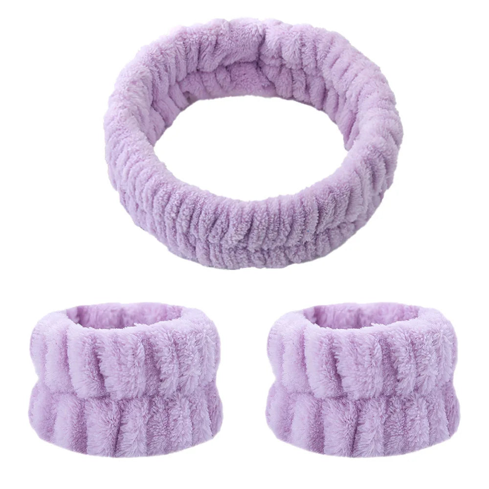 Face Wash Wristband Set Women's Headband Wristbands Absorbent Waterproof Wristbands Makeup Face Wash Hair Bands