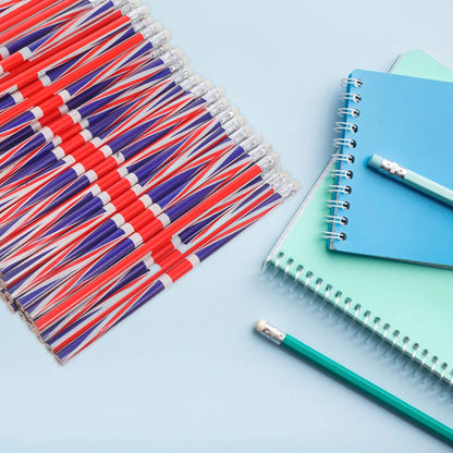 60 Pcs Colored Pattern Pencils England Flag Wooden Sketching Writing Drafting Bulk Solid Color Lead Pencils With Eraser School