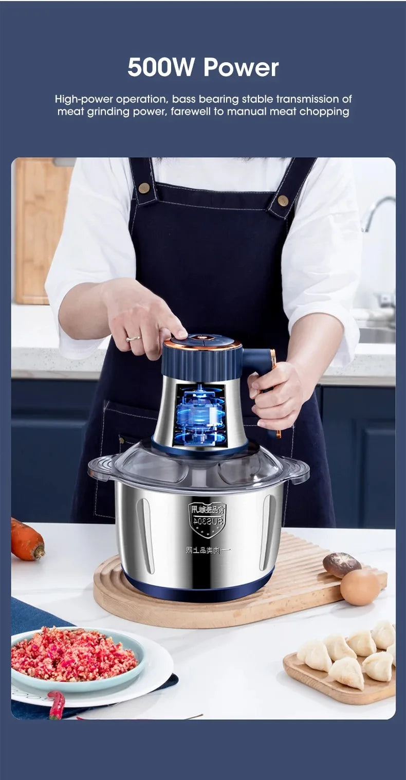 304 Stainless Steel Multifunctional Electric Food Processor 2L 3L 5L Meat Grinder Mincer Vegetable Chopper Slicer 220V EU Plug