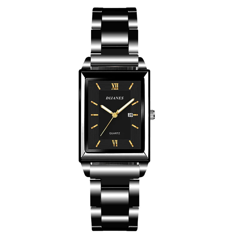 Fashion Mens Business Watches for Men Rectangle Stainless Steel Quartz Wrist Watch Man Casual Leather Watch relogio masculino