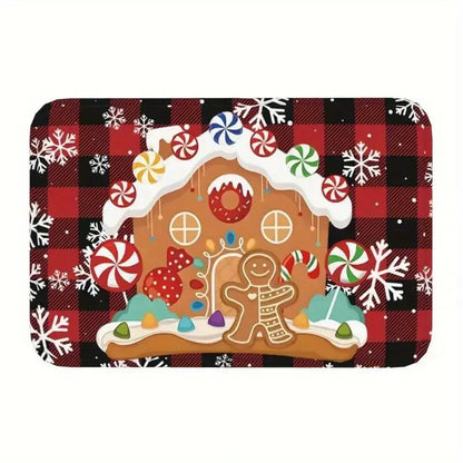 Christmas Santa Claus Welcome Mat Non Slip Floor Rug Washable Bedroom Kitchen Entrance Doormat Polyester Home Decor Carpet
