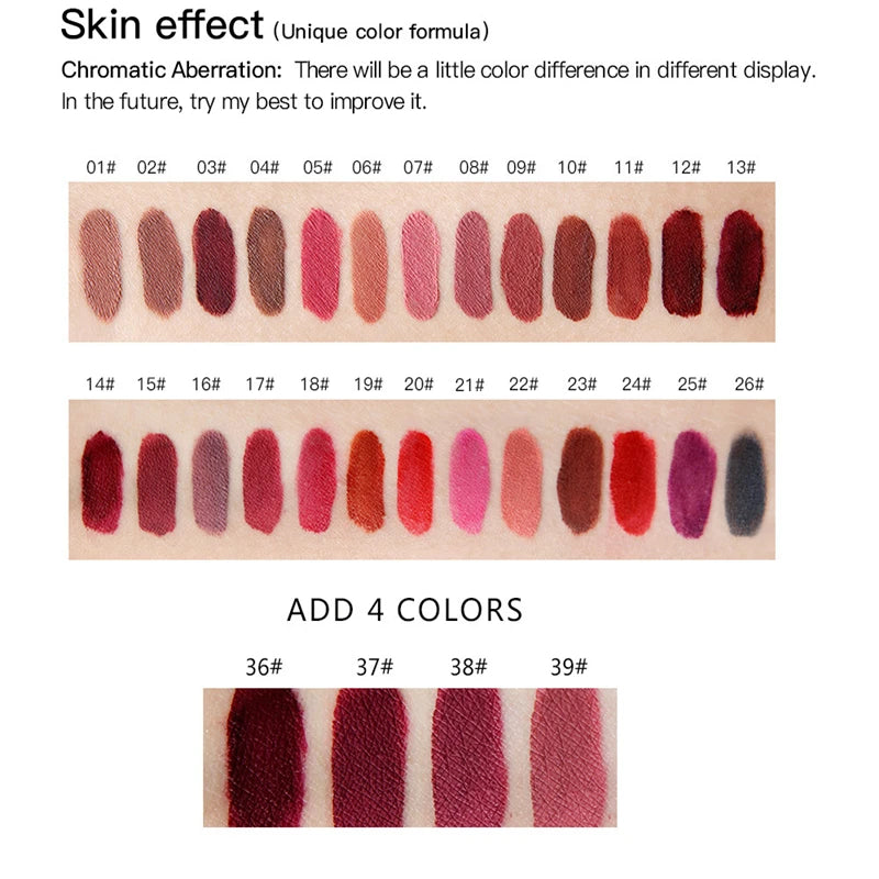 NICEFACE Nude Matte Liquid Lipsticks Waterproof Long Lasting Lip Gloss Sexy Red Velvet Lip Tint Women Makeup Cosmetics Batom