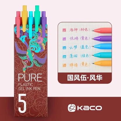 5Pcs New 2025 Kaco Sunrise Impression Cute Colors Gel Pens 0.5mm Retractable Kawaii Pen Stationery for Kids School Supplies