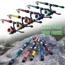 Spinning Fishing Rod and Reel Combo1.8M Telescopic Rod with 5.2:1 3BB Fishign Reel Max Drag 5kg Full Fishing Kit